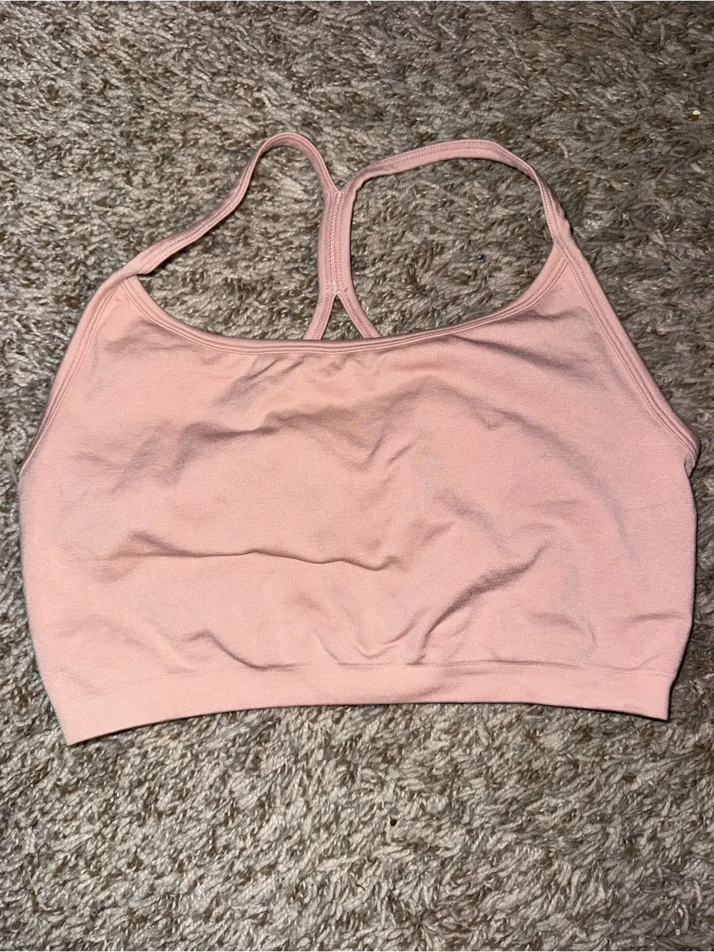 Yogalicious Light Pink Seamless Racerback Sports Bra - Picture 1 of 3